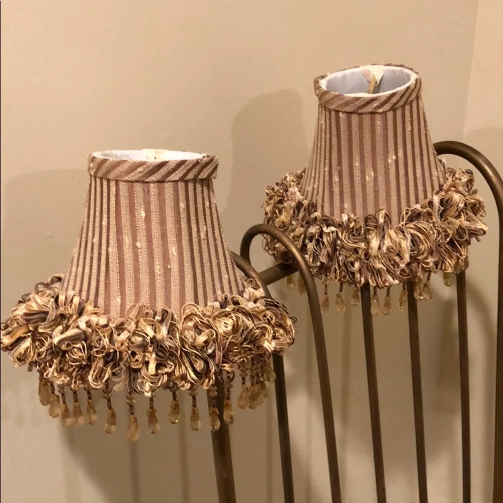 Pair of Embellished Gold Sconce shades - EUC - Picture 2 of 7
